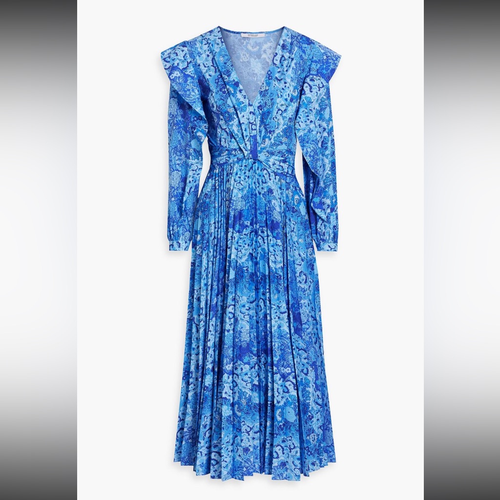 Derek Lam 10 Crosby Pleated Ruffled Floral Print Dress